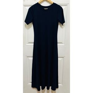 LOFT‎ Women's XS Navy Blue Knit Short Sleeve Maxi Dress Casual